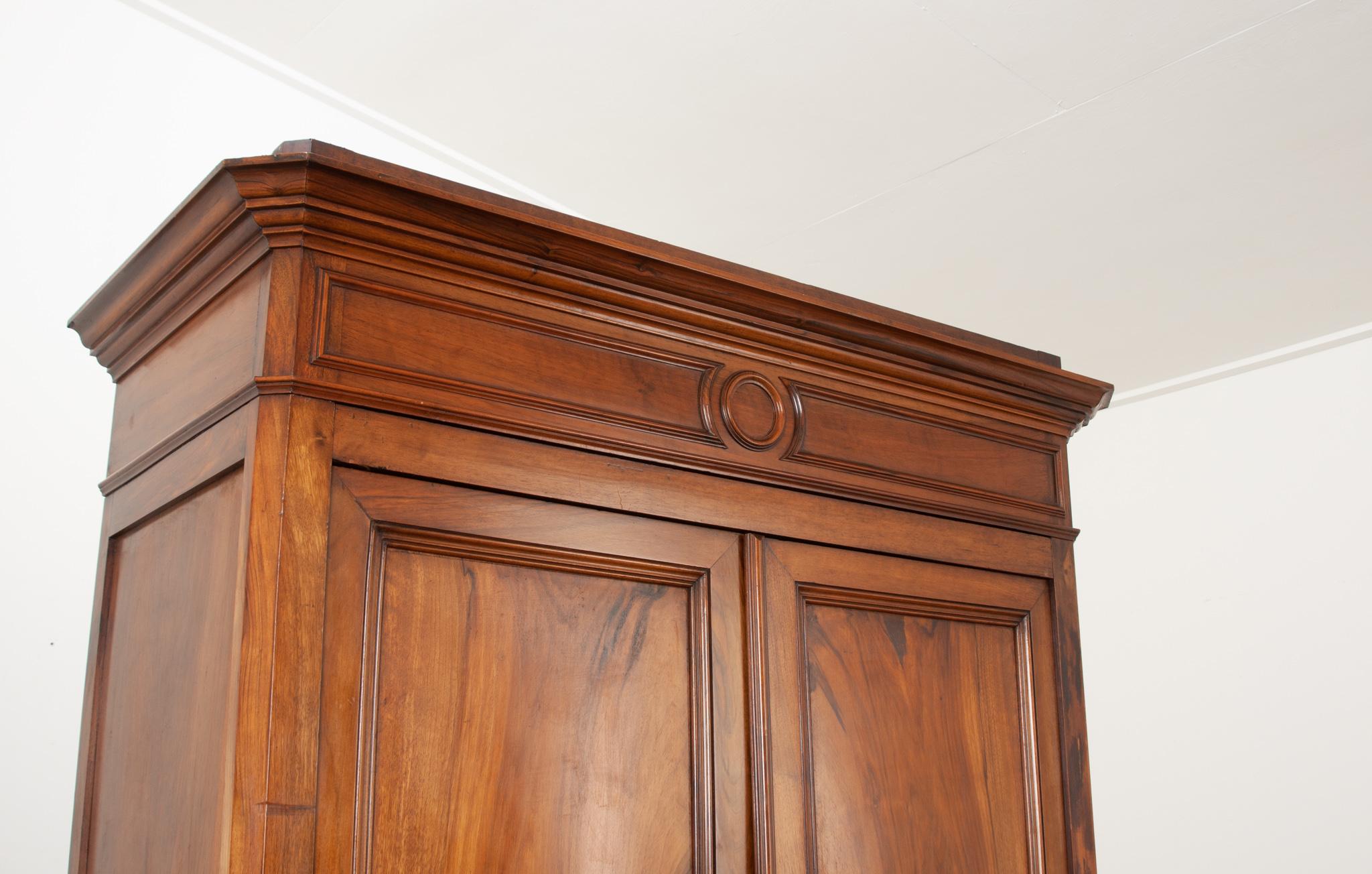 French Walnut Louis Philippe Armoire In Good Condition For Sale In Baton Rouge, LA