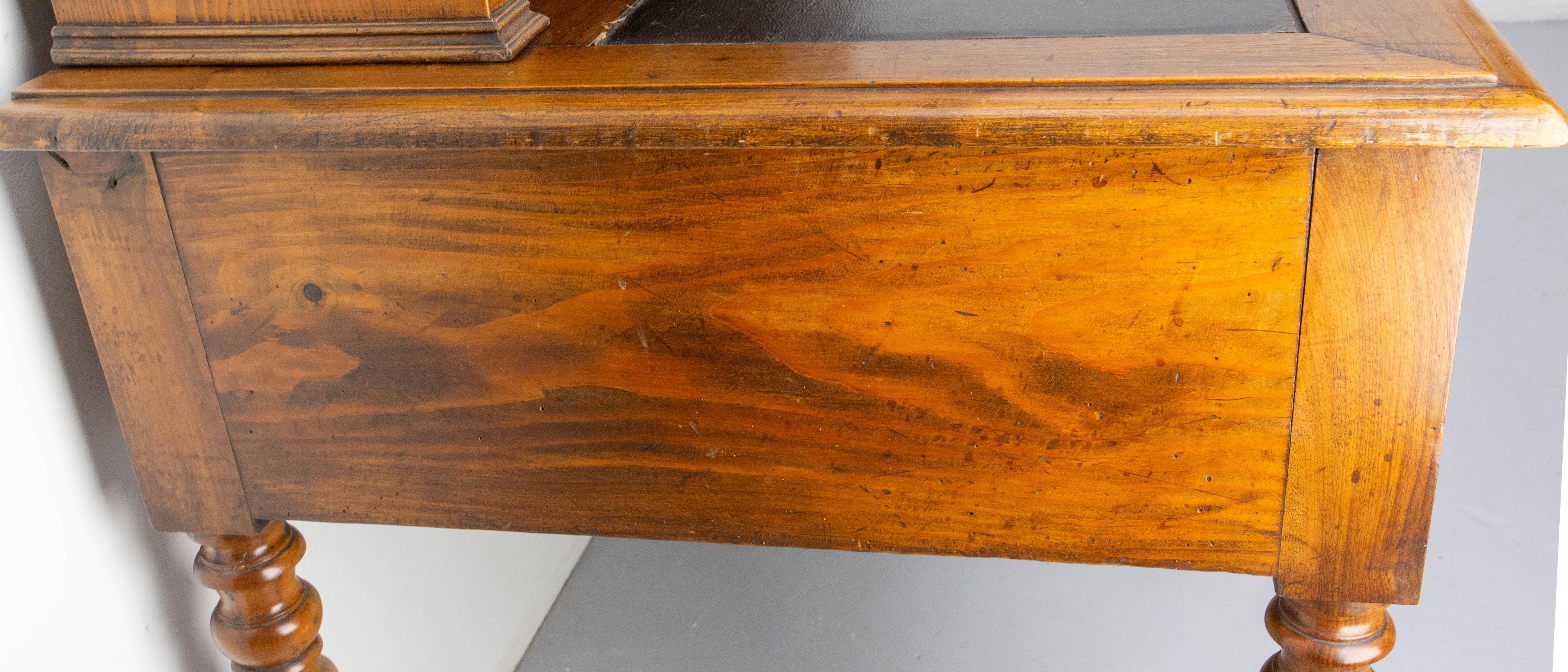 French Walnut Louis Philippe Desk Leather Top Writing Table, 19th Century For Sale 9