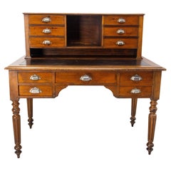 Used French Walnut Louis Philippe Desk Leather Top Writing Table, 19th Century