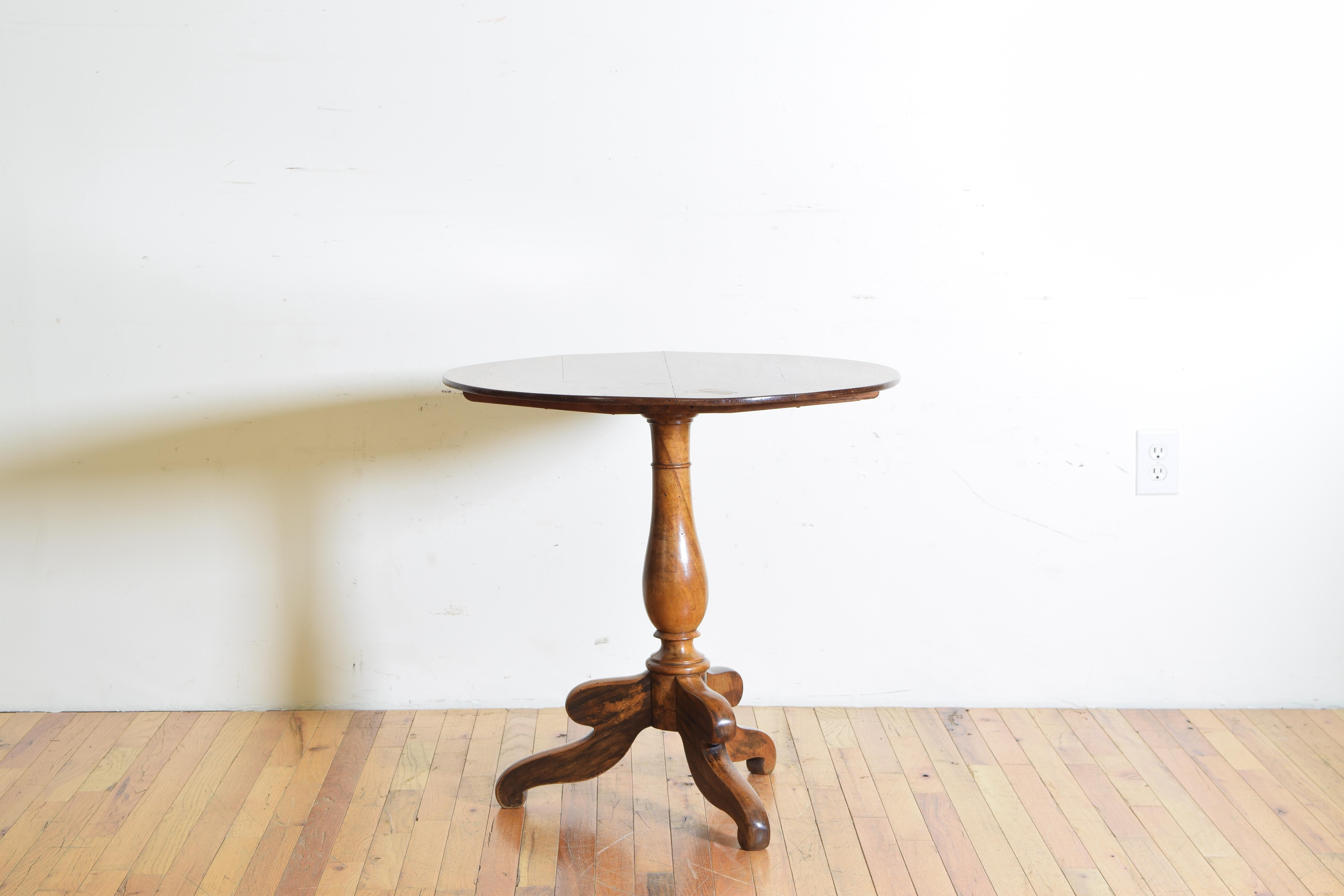 Mid-19th Century French Walnut Louis Philippe Period Round Side Table, 19th Century