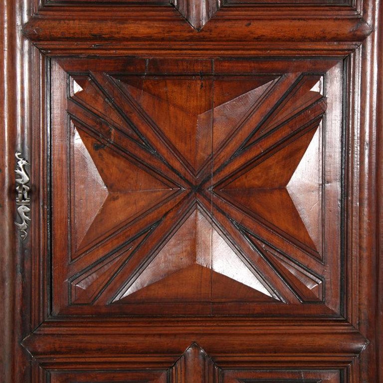 Hand-Carved French Walnut Period Louis XIII Armoire from Paris. C. 1650