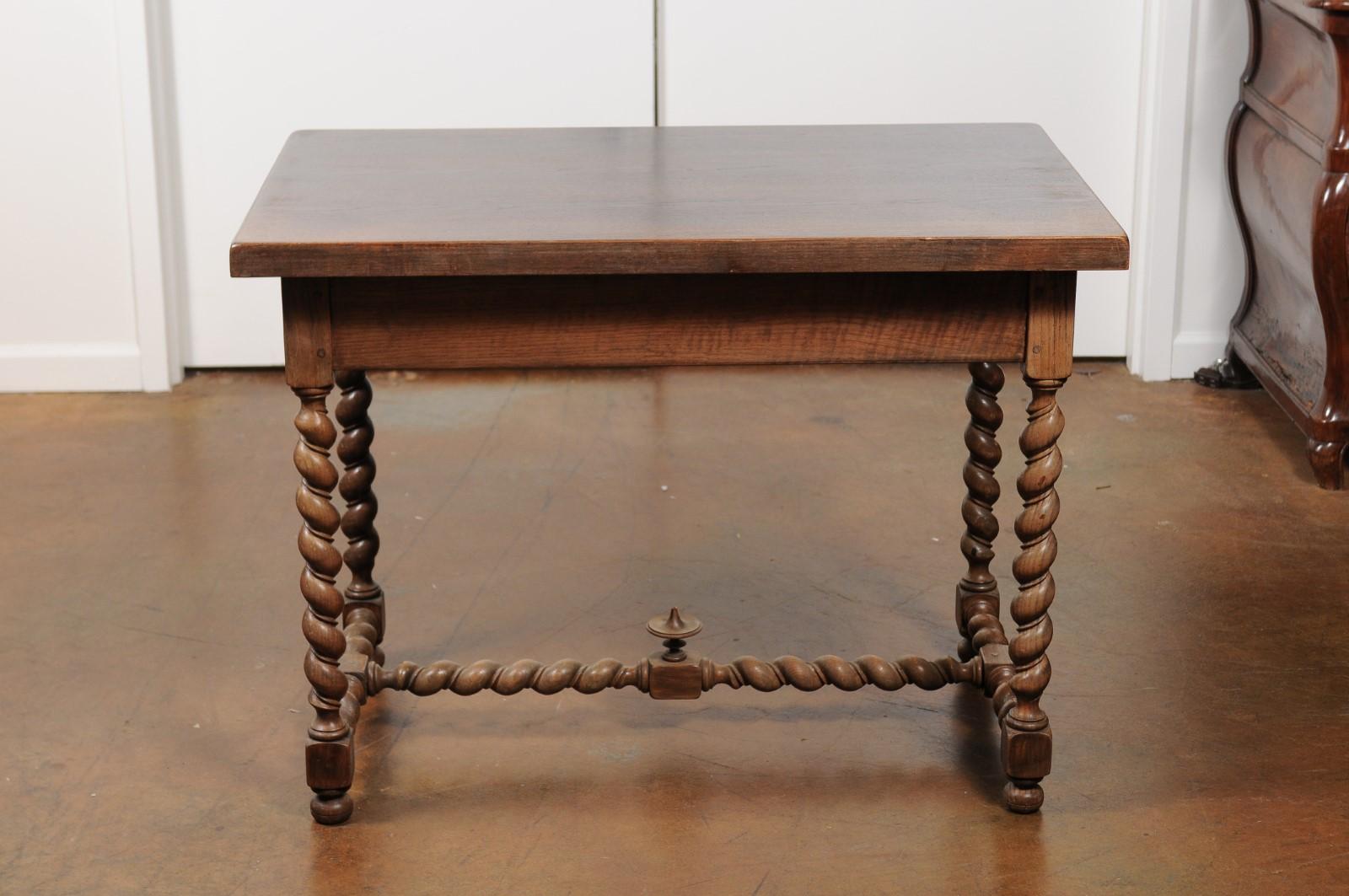 French Walnut Louis XIII Style Desk with Barley Twist Base from the 19th Century 6