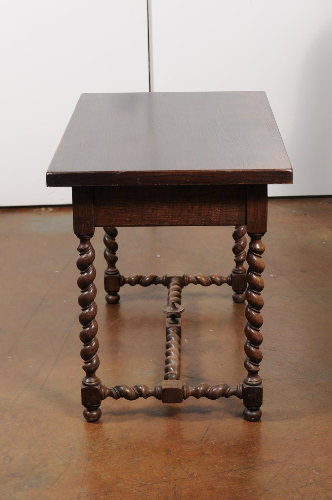 French Walnut Louis XIII Style Desk with Barley Twist Base from the 19th Century 7