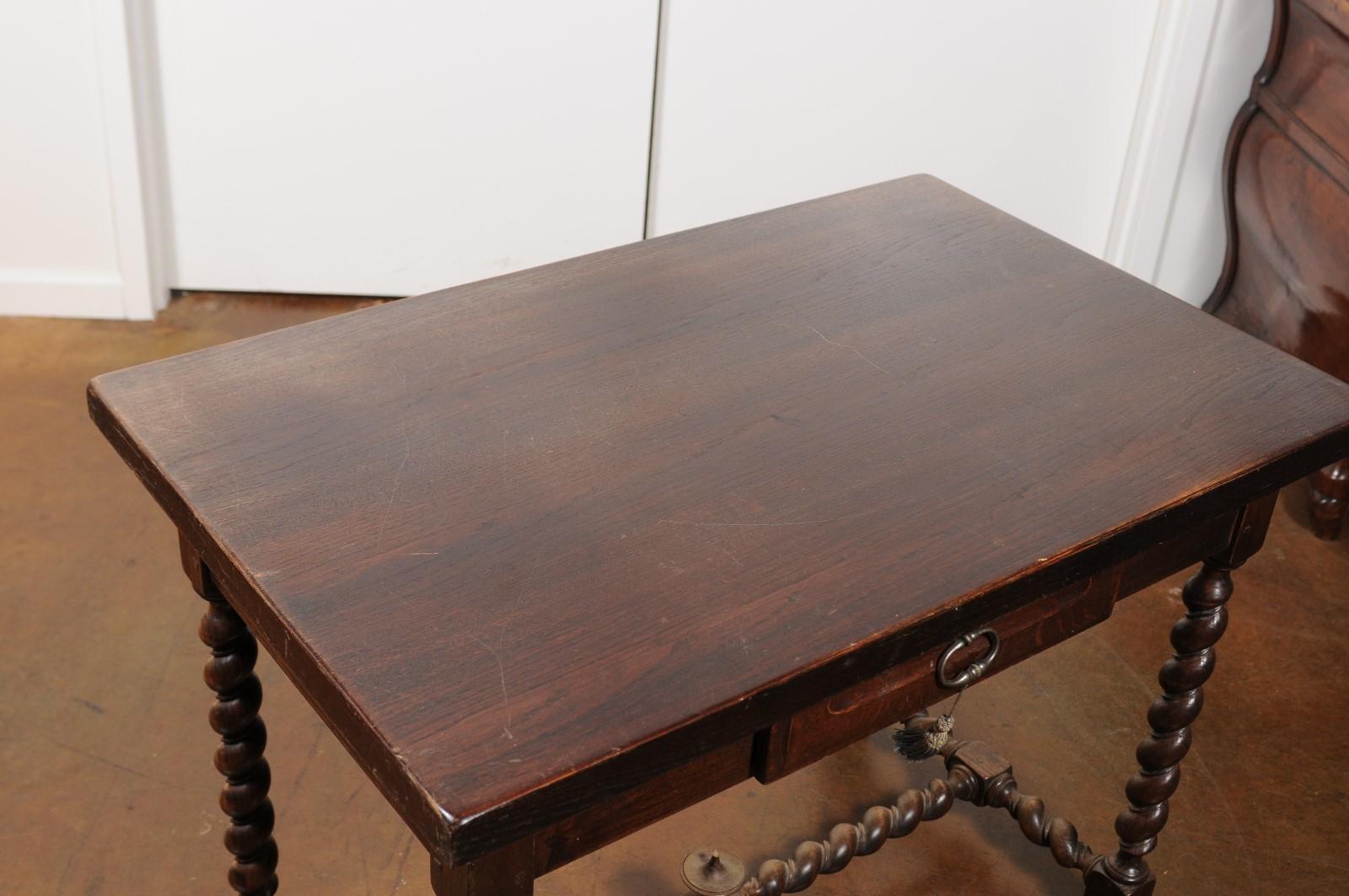 French Walnut Louis XIII Style Desk with Barley Twist Base from the 19th Century 4