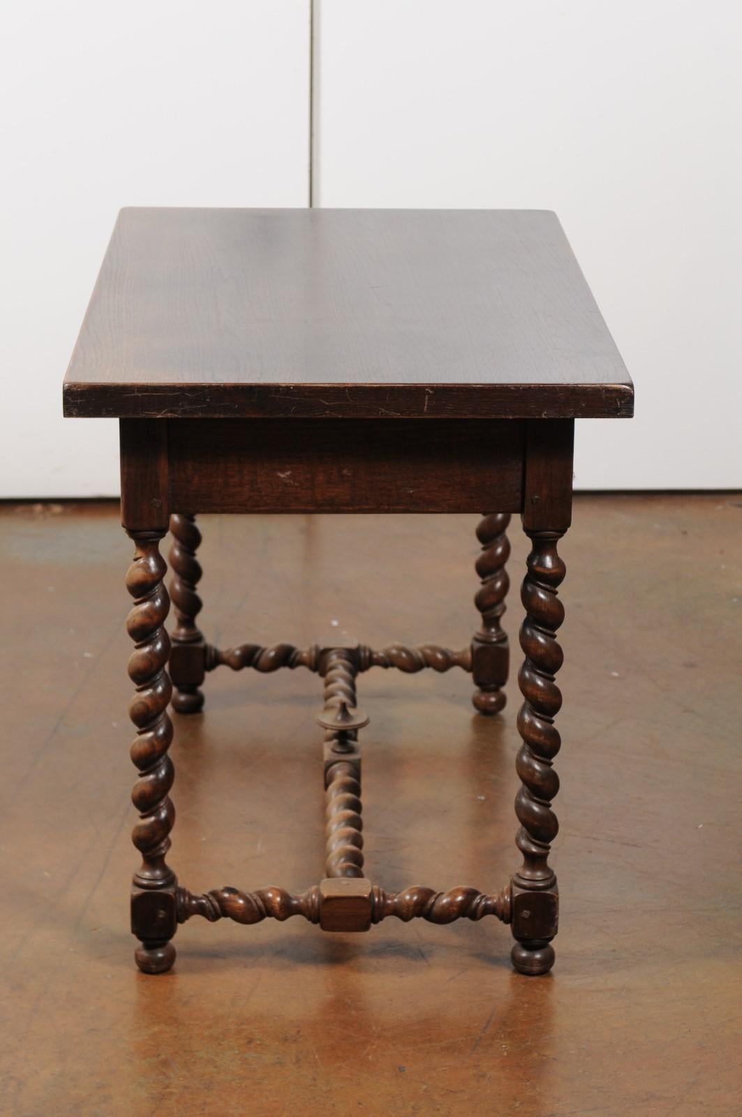 French Walnut Louis XIII Style Desk with Barley Twist Base from the 19th Century 5