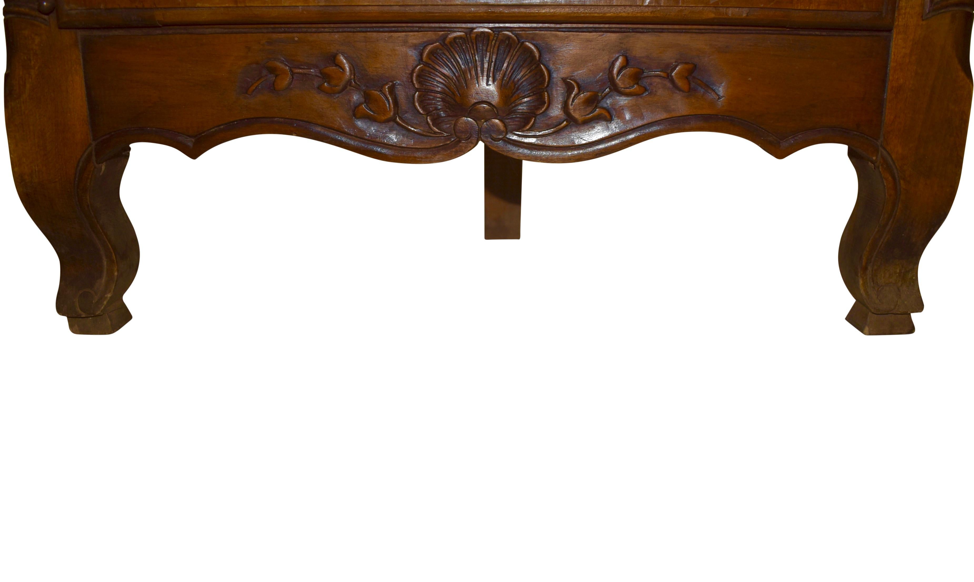 Carved French Walnut Louis XV Petite Corner Cabinet, circa 1900
