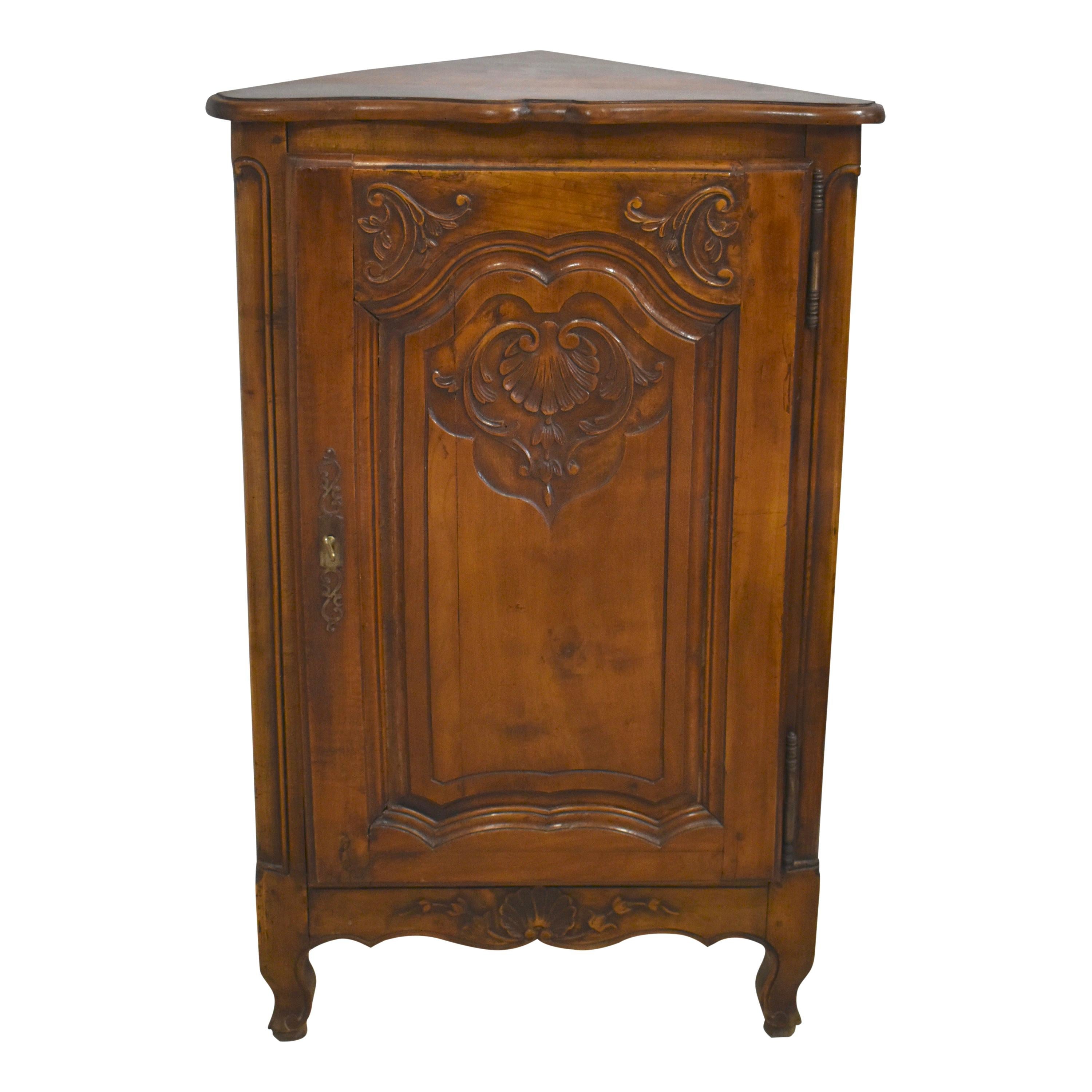 French Walnut Louis XV Petite Corner Cabinet, circa 1900