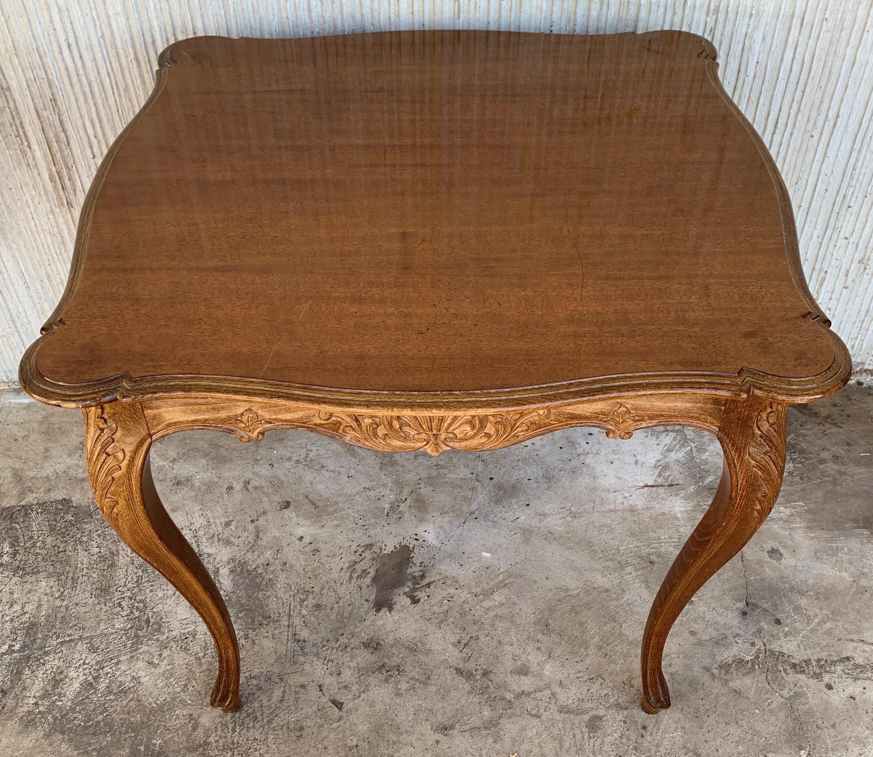 French Walnut Louis XV Style Card Game Table with Large Drawer In Good Condition In Miami, FL