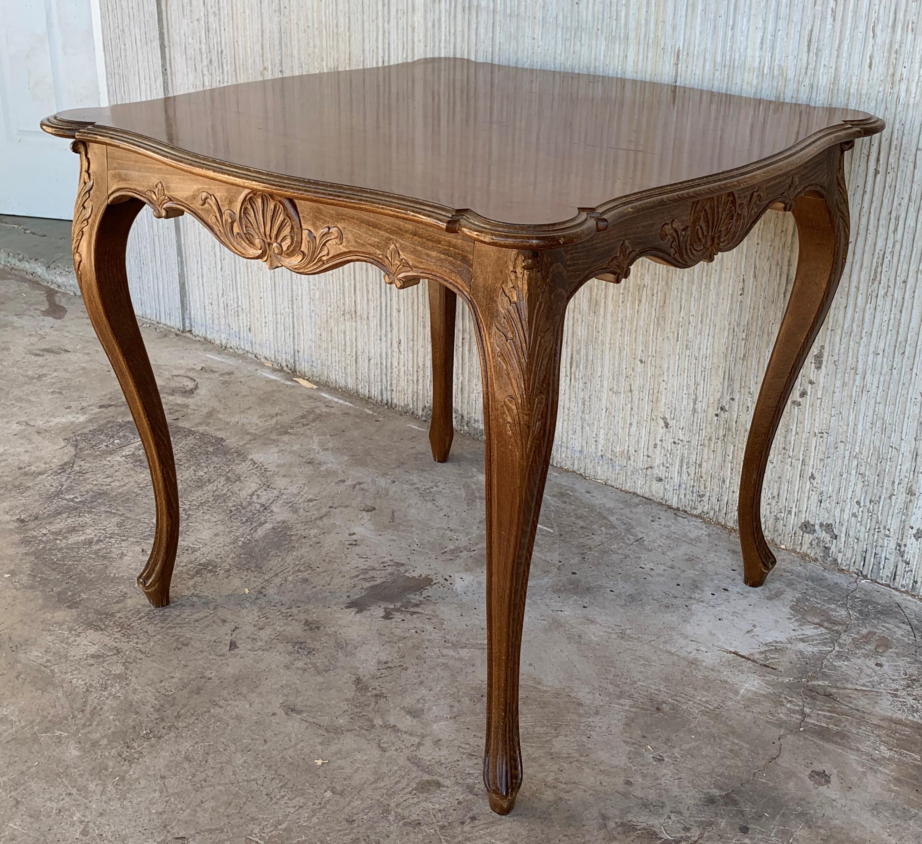 20th Century French Walnut Louis XV Style Card Game Table with Large Drawer