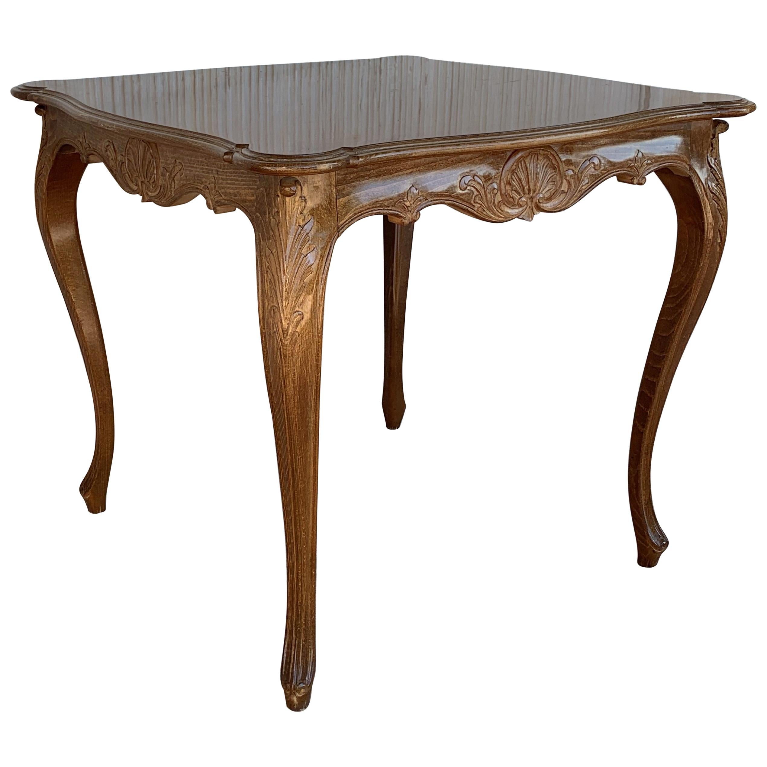 French Walnut Louis XV Style Card Game Table with Large Drawer