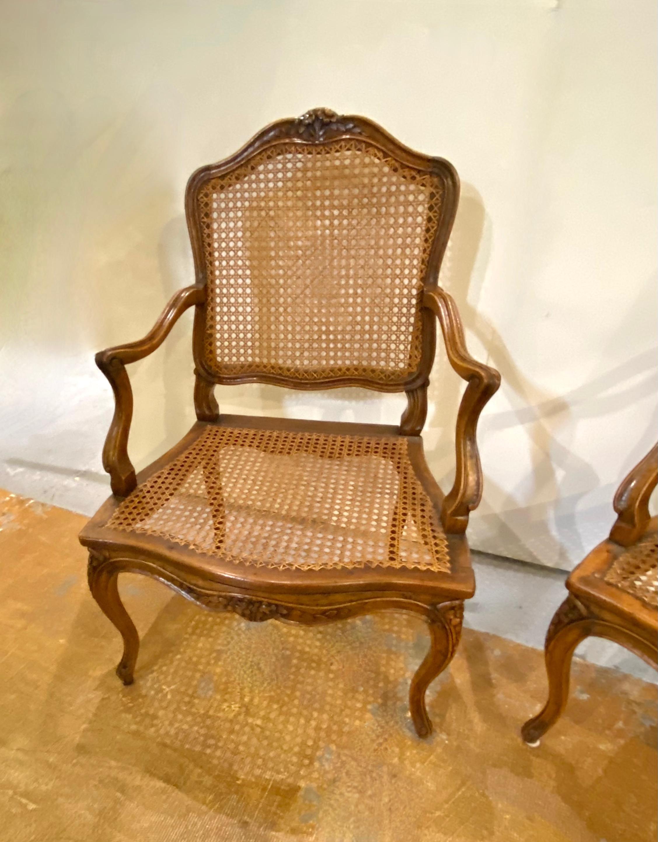 French Walnut Louis XV-Style Dining Chairs, Set of 6 4