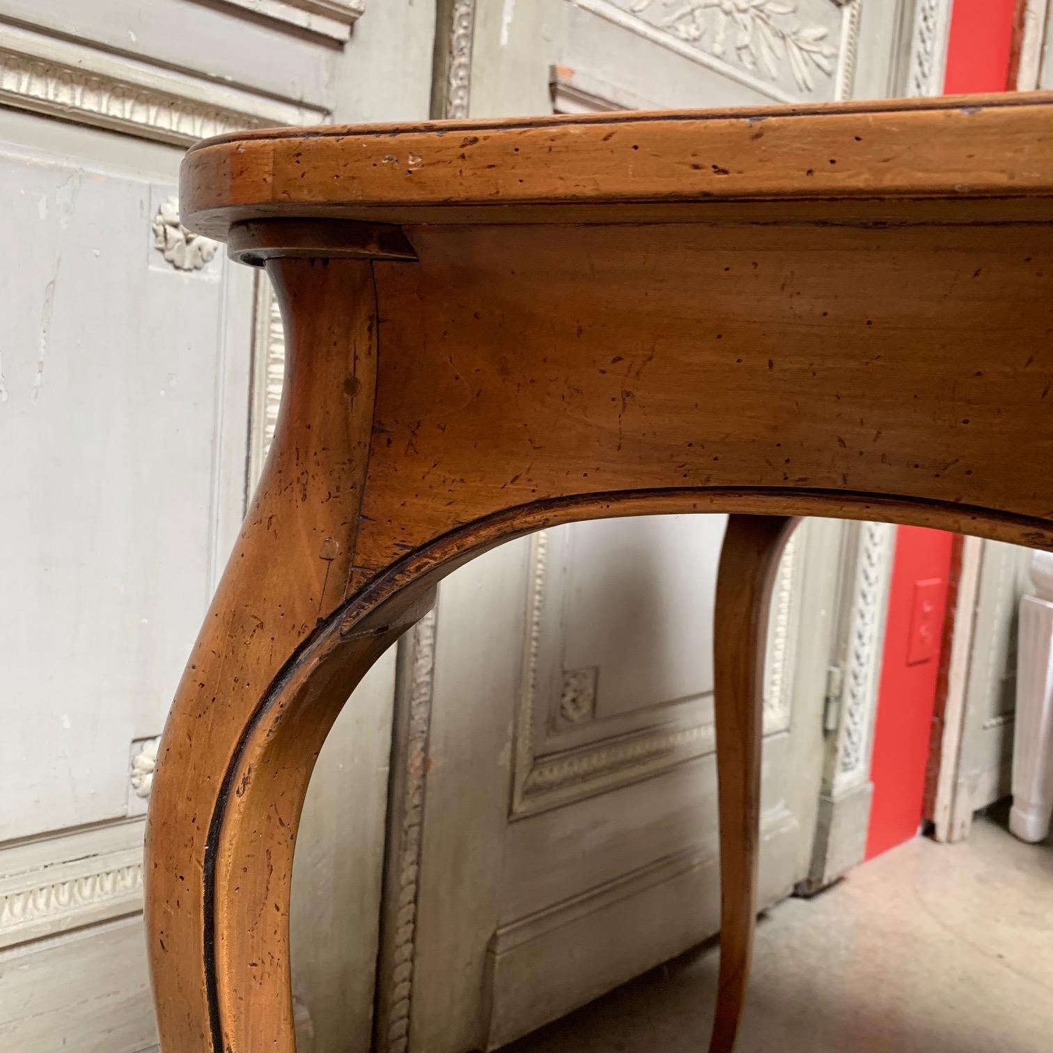 French Walnut Louis XV Style Game Table with Red Leather Top For Sale 8