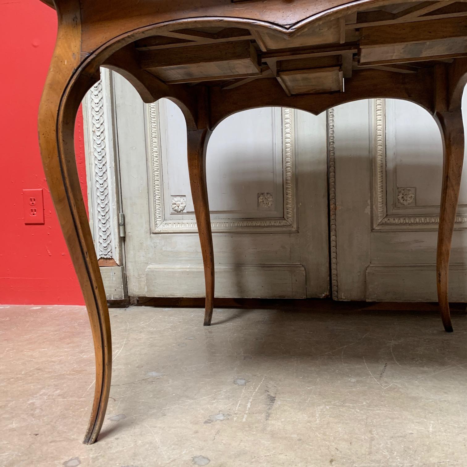 French Walnut Louis XV Style Game Table with Red Leather Top For Sale 10