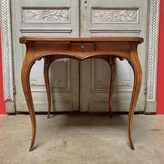 French Walnut Louis XV Style Game Table with Red Leather Top