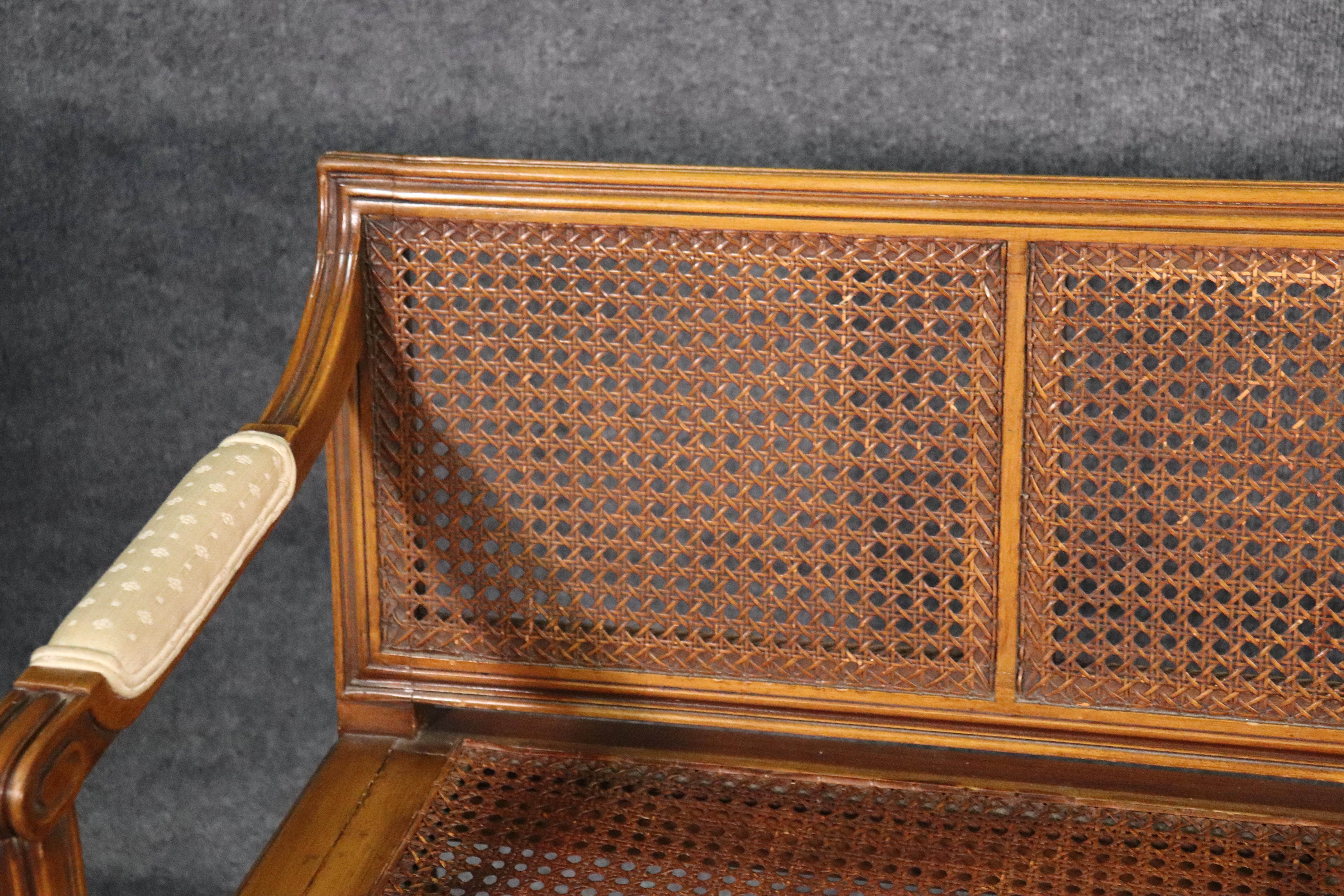 French Walnut Louis XVI Cane Settee Window Bench Canape Goose Down Cushion 5
