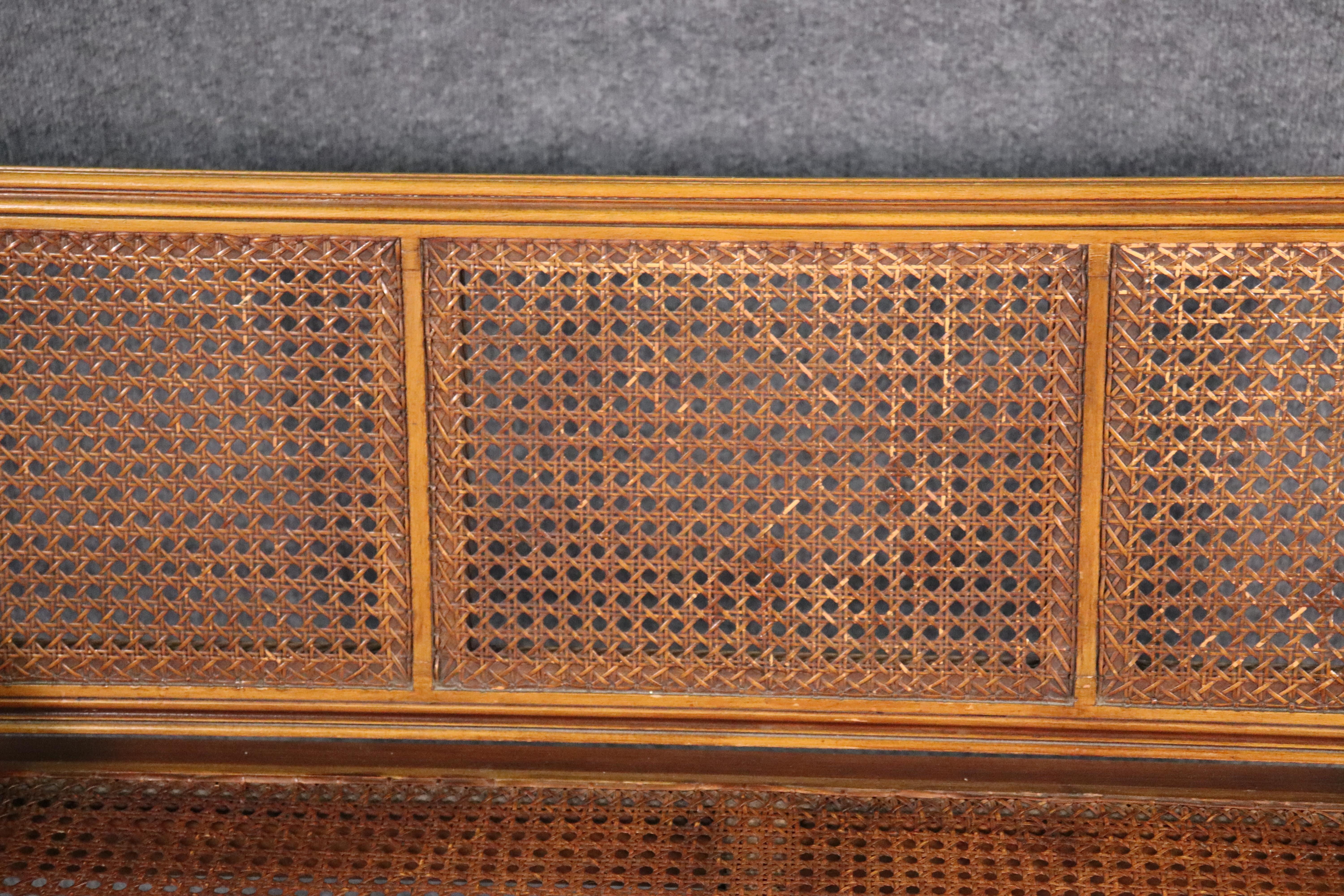 French Walnut Louis XVI Cane Settee Window Bench Canape Goose Down Cushion 4