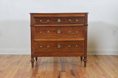 French Walnut Louis XVI Petite Three-Drawer Commode Late 18th-Early 19th Century