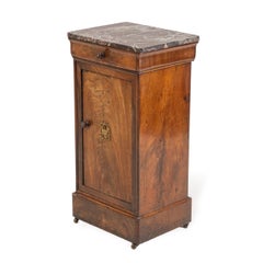 French Walnut Marble Top Bedside Cabinet, Napoleon III Period, c.1860–1880
