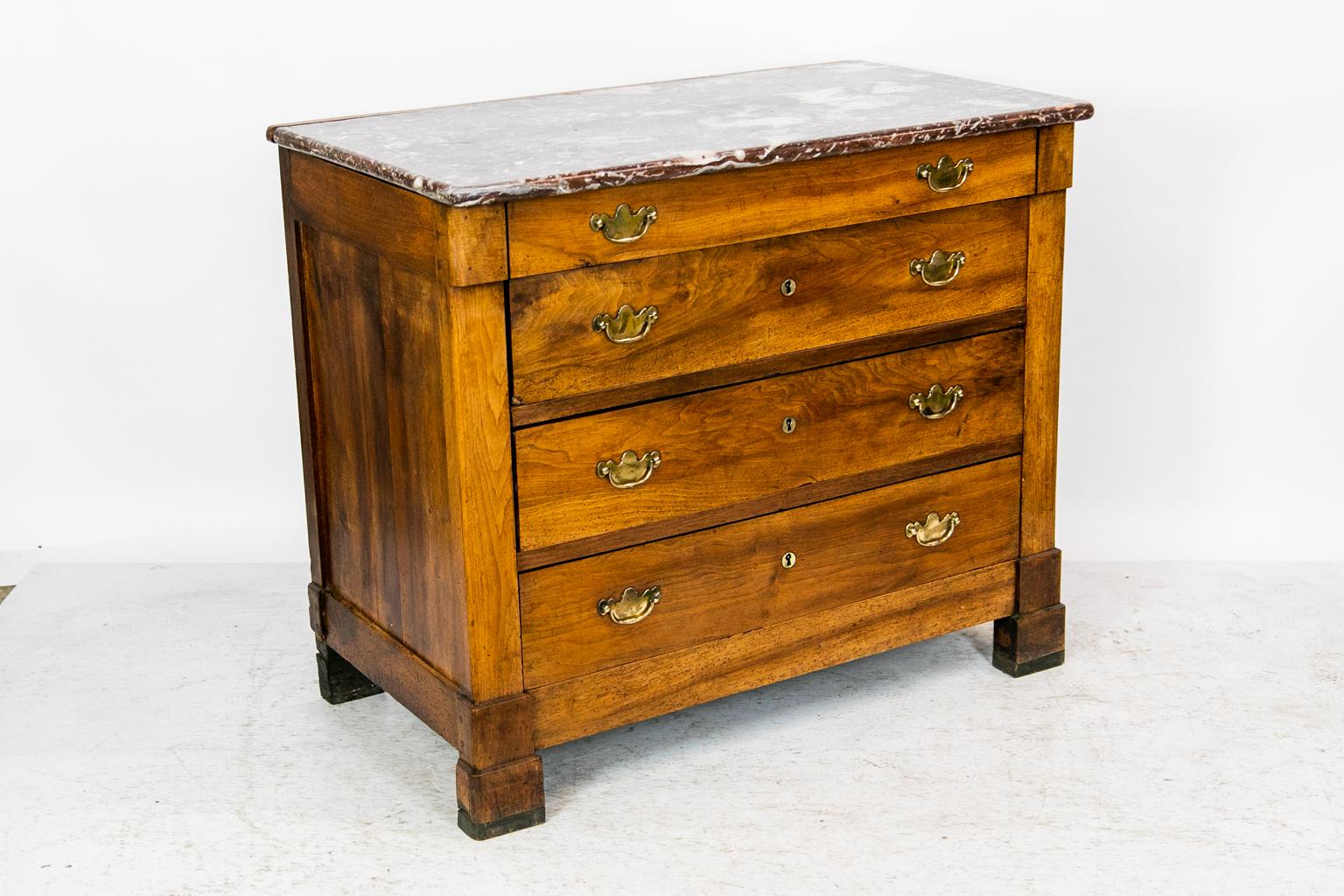 French Walnut Marble-Top Chest For Sale 5