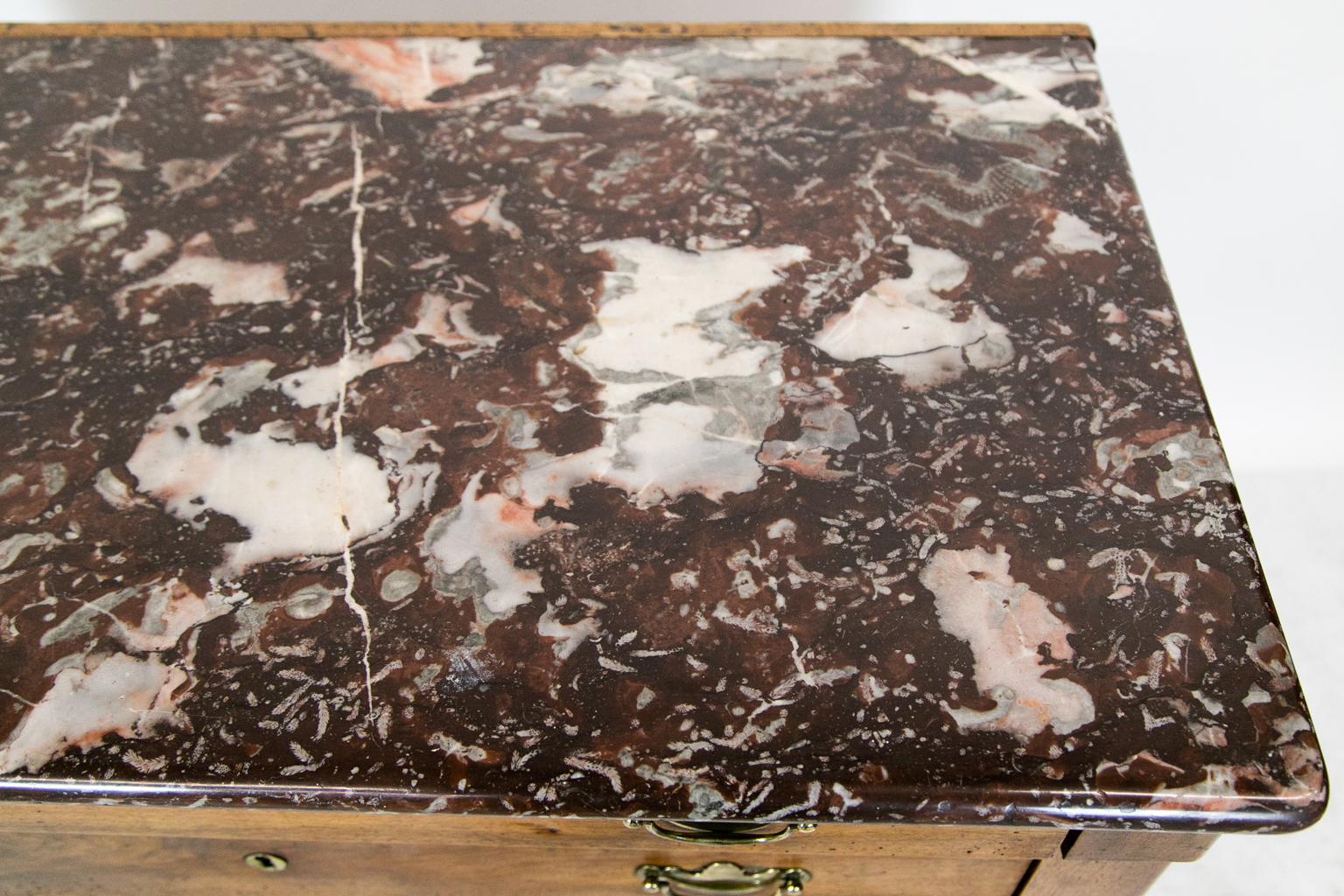 French Walnut Marble-Top Chest In Good Condition For Sale In Wilson, NC