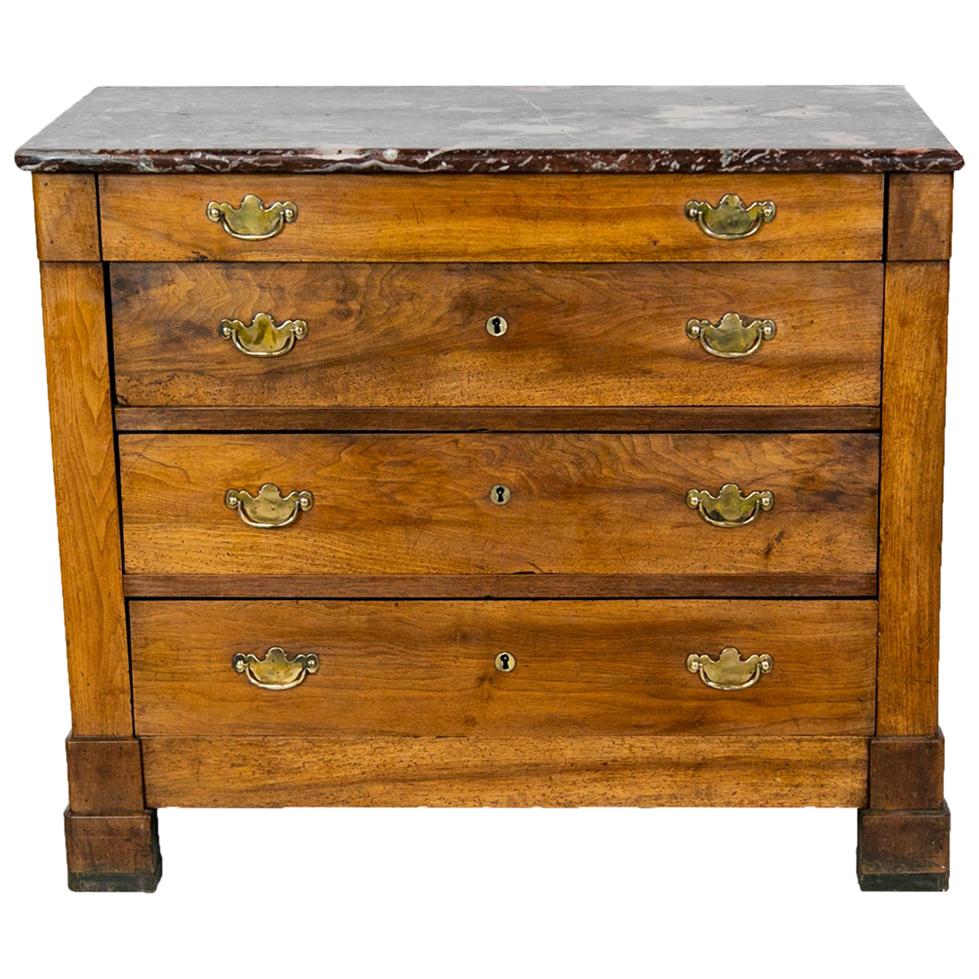 French Walnut Marble-Top Chest For Sale