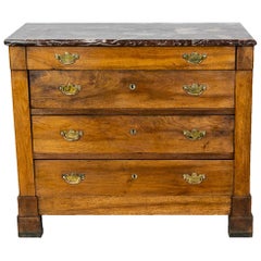 Antique French Walnut Marble-Top Chest