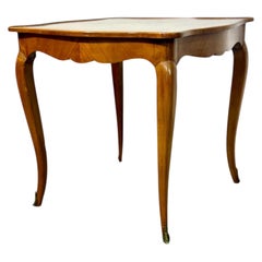 French Walnut Marquetry Coffee Table, Floral Inlay, Mid-20th C.