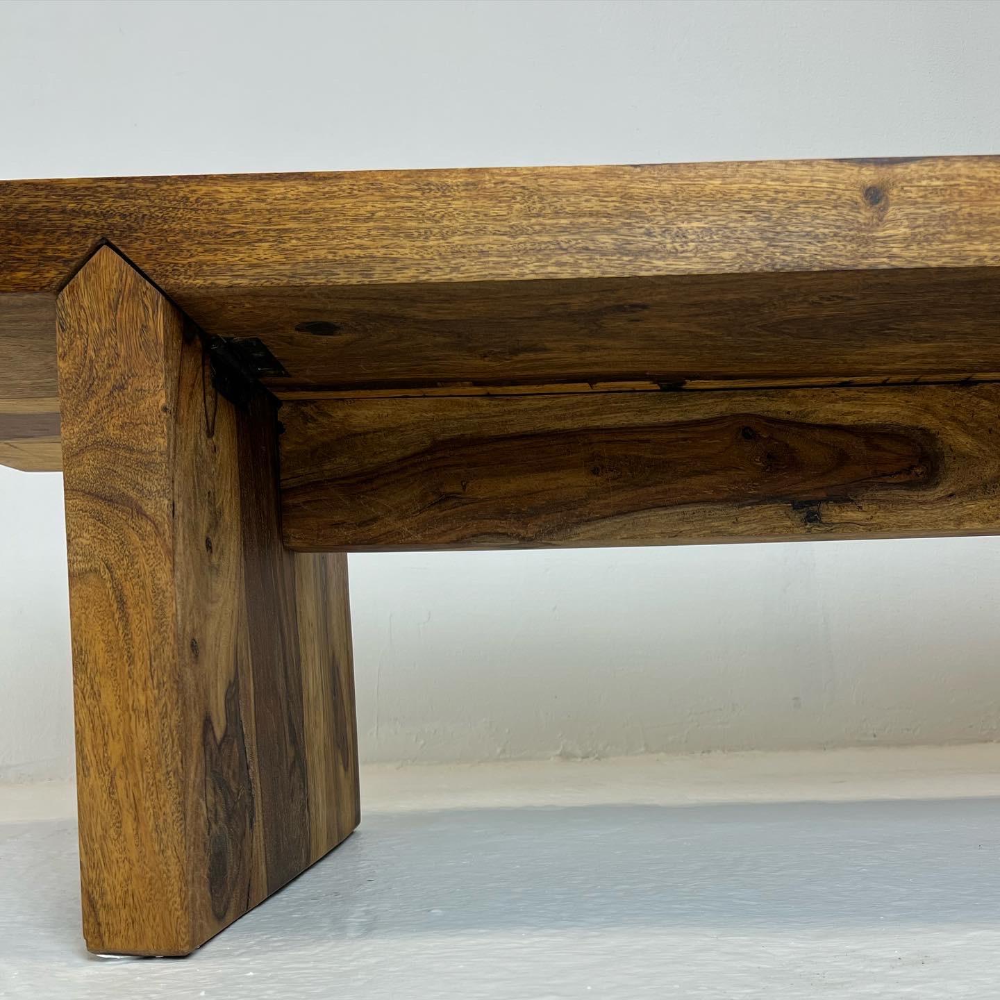 French Walnut Mid-Century Bench In Good Condition In LYON, FR