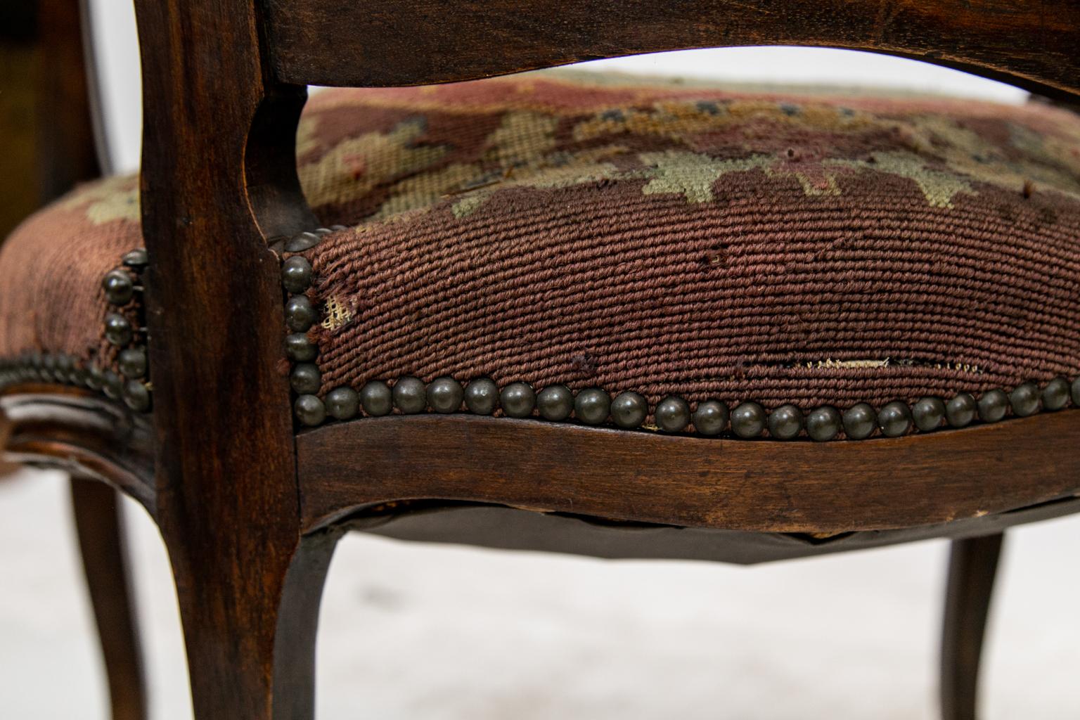 French Walnut Needlework Armchair For Sale 6