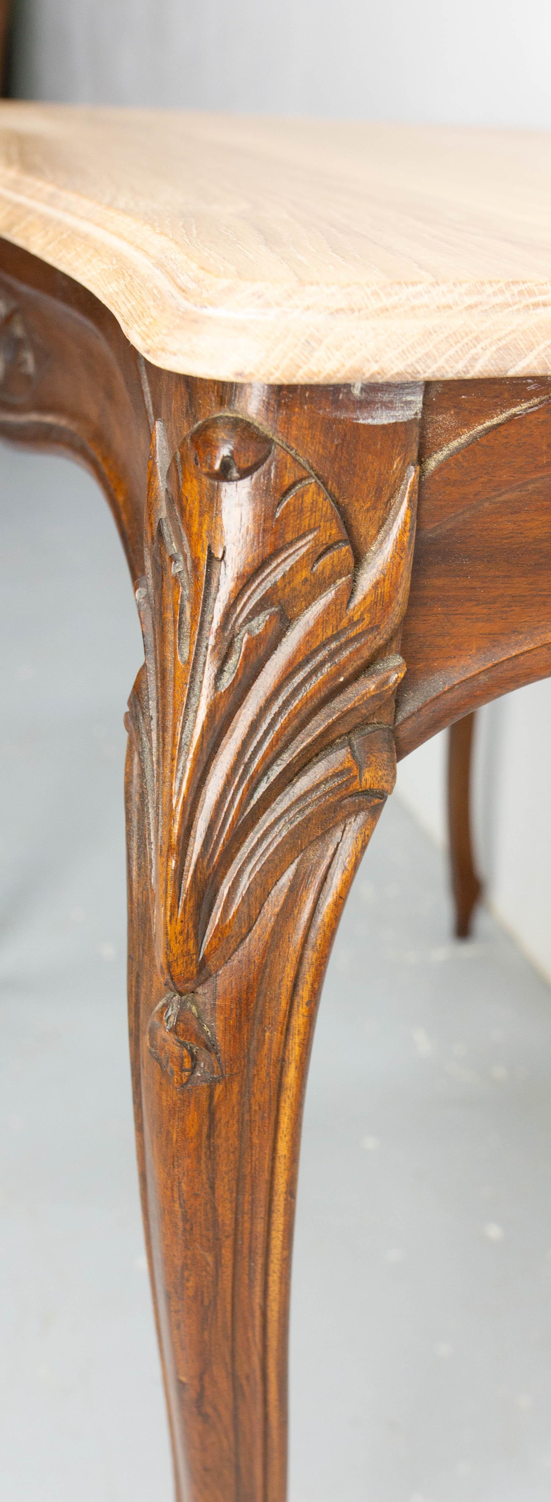 French Walnut & Oak Side Table in the Louis XV Style with Hiden Drawer, c. 1900 For Sale 2