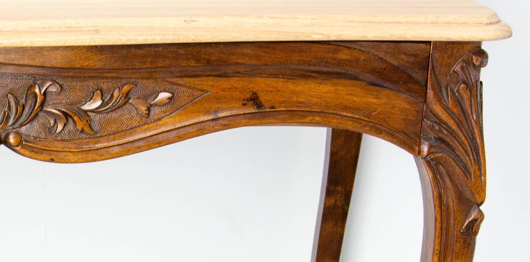French Walnut & Oak Side Table in the Louis XV Style with Hiden Drawer, c. 1900 For Sale 5