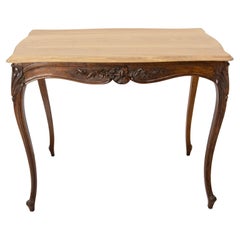 French Walnut & Oak Side Table in the Louis XV Style with Hiden Drawer, c. 1900