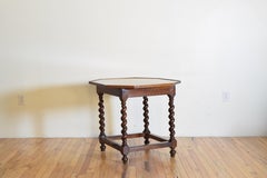 French Walnut Octagonal 1-Drawer Table in the Style of Louis XIII, 19th Century