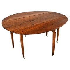 Used French Walnut Oval Drop Leaf Gate Leg Dining Table