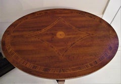 French Walnut Oval Louis XVI Inlay Side Table