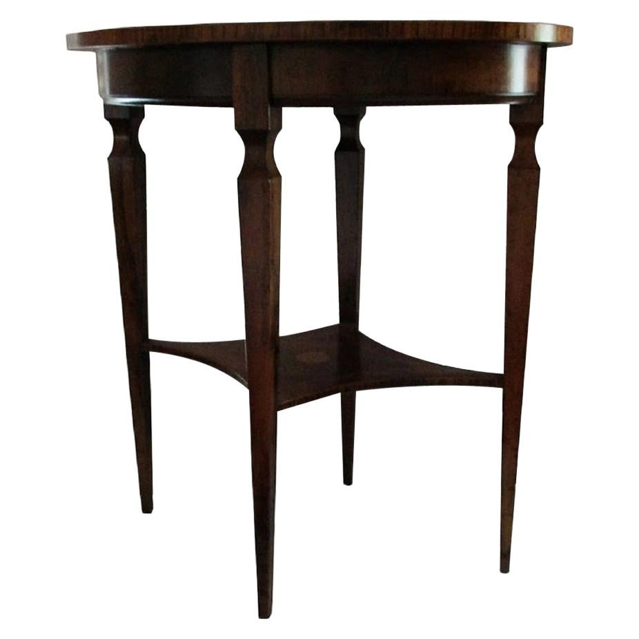 French Walnut Oval Louis XVI Inlay Side Table For Sale