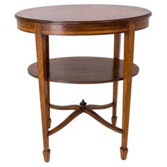 French Walnut Oval Side Table or End Table Louis XVI Style, circa 1880
