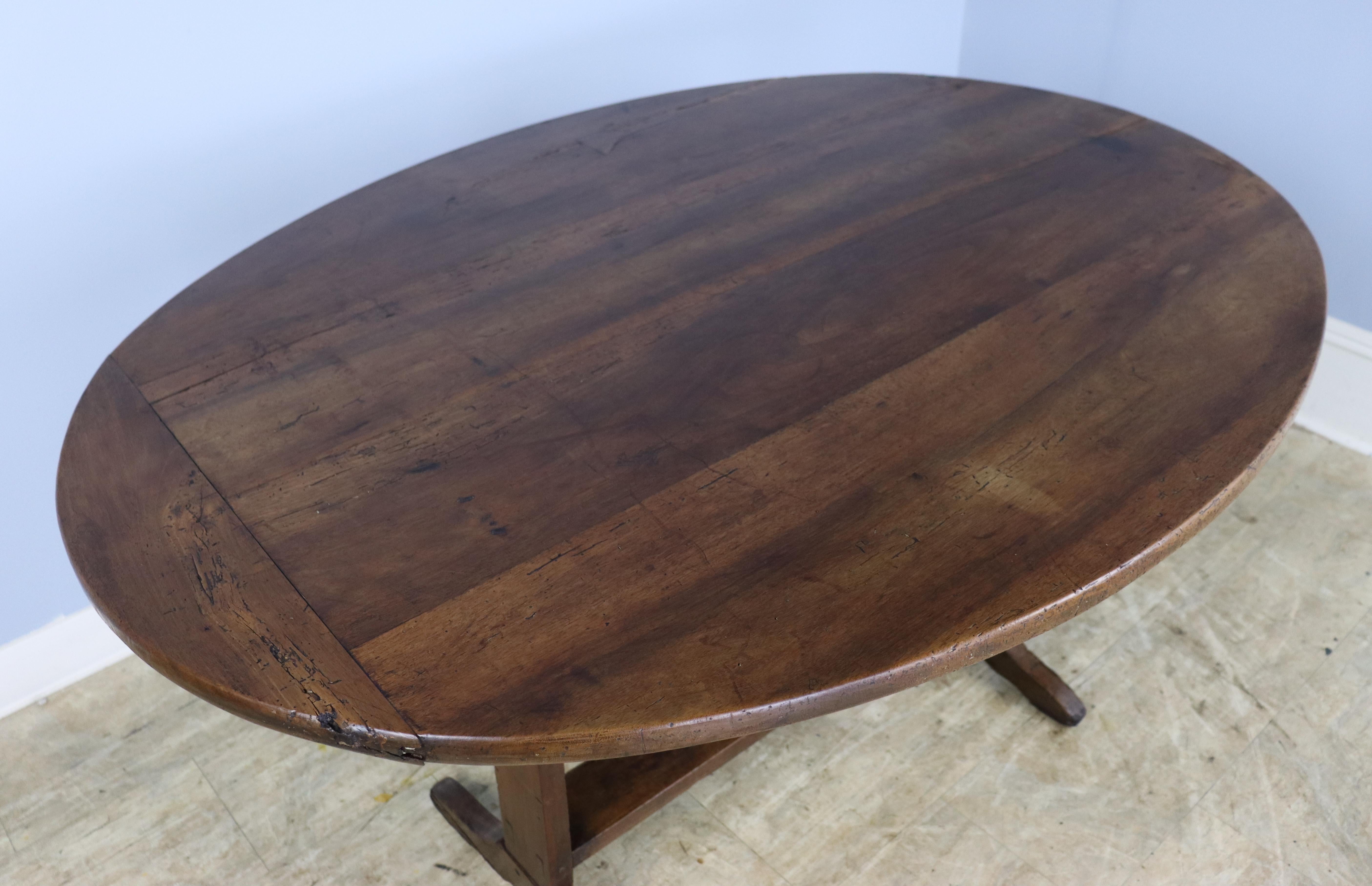 French Walnut Oval Wine Table In Good Condition In Port Chester, NY