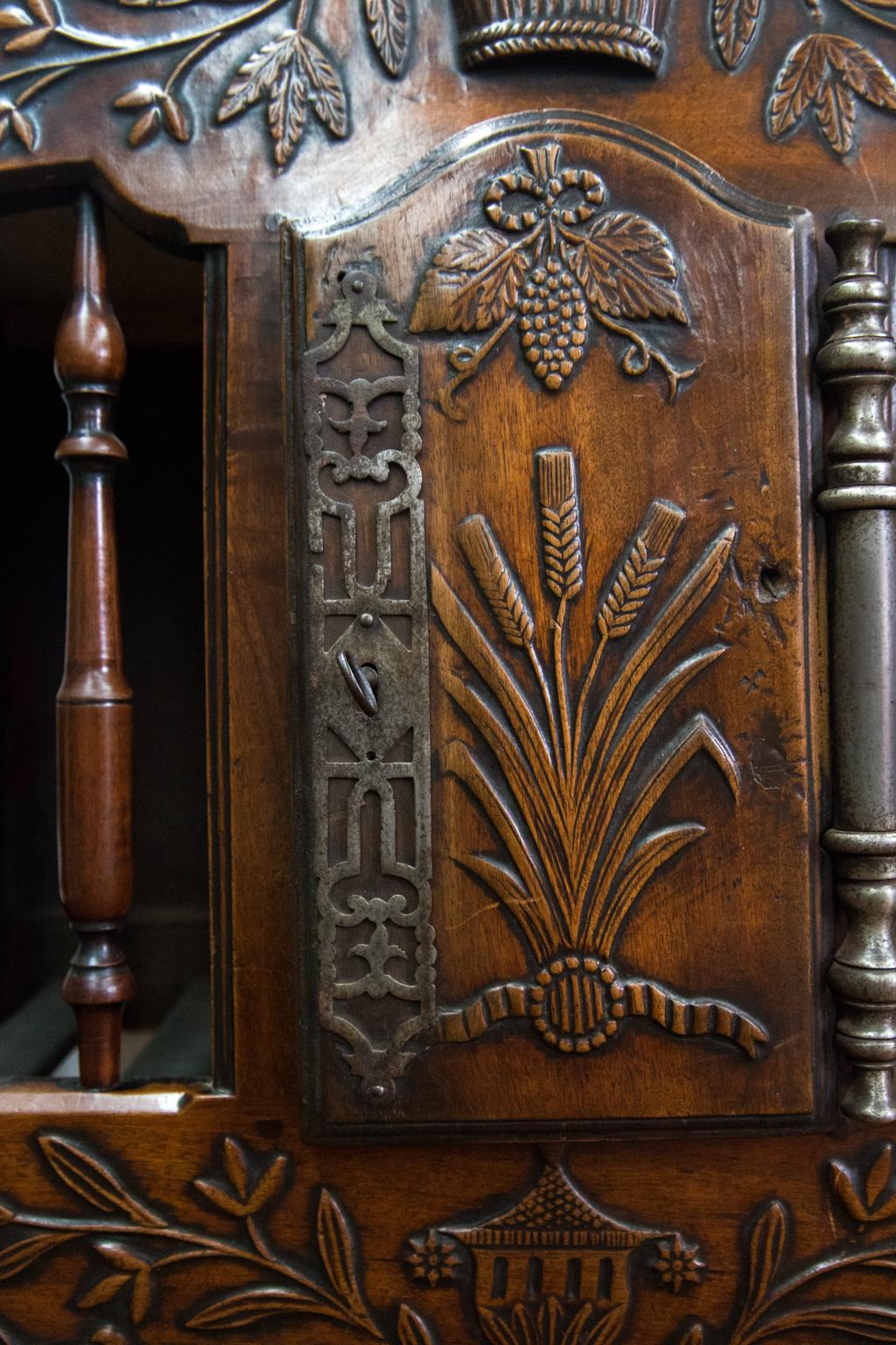 Hand-Carved French Walnut Panetiere For Sale