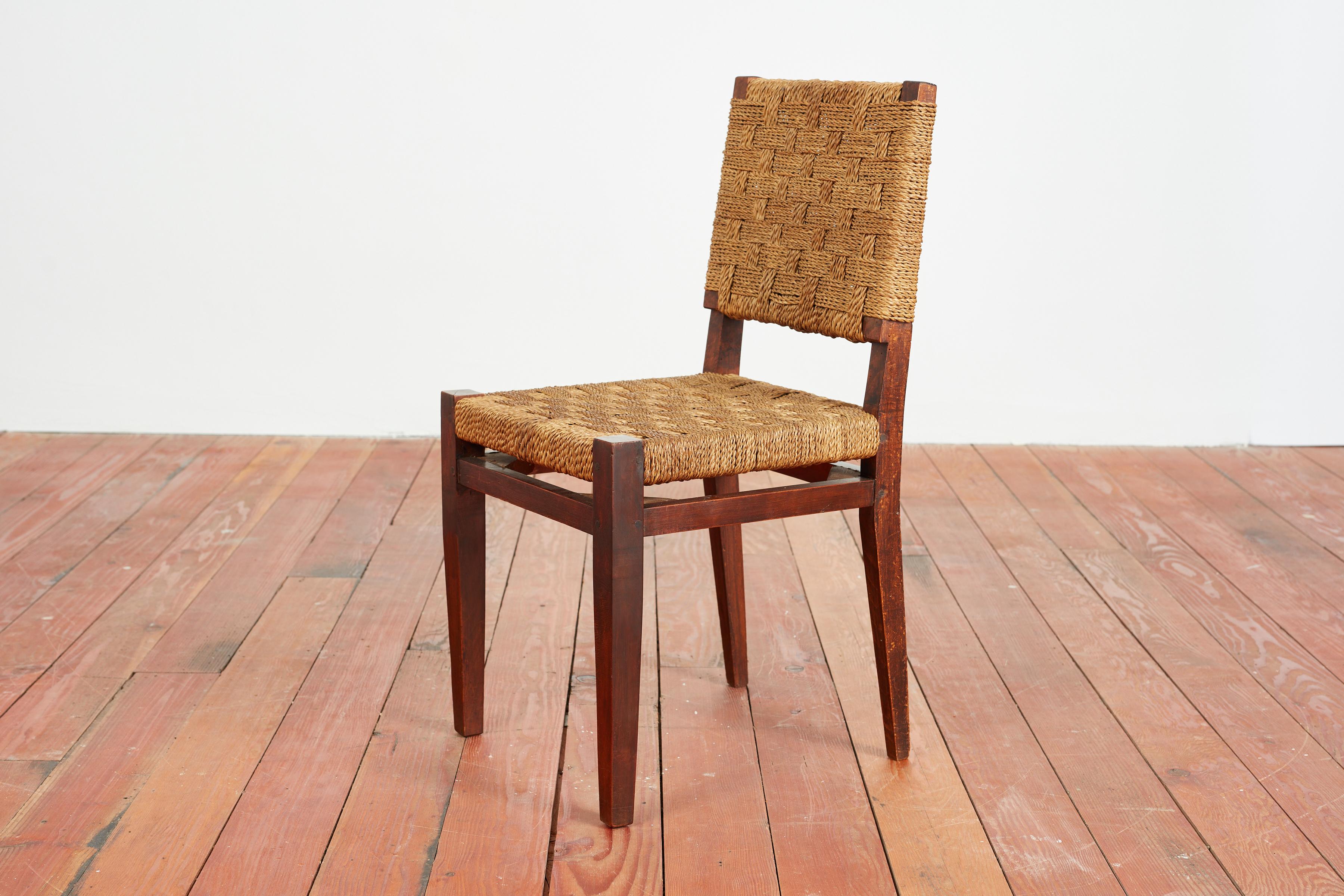 Mid-20th Century French Walnut & Rope Dining Chairs  - Set of 8  For Sale