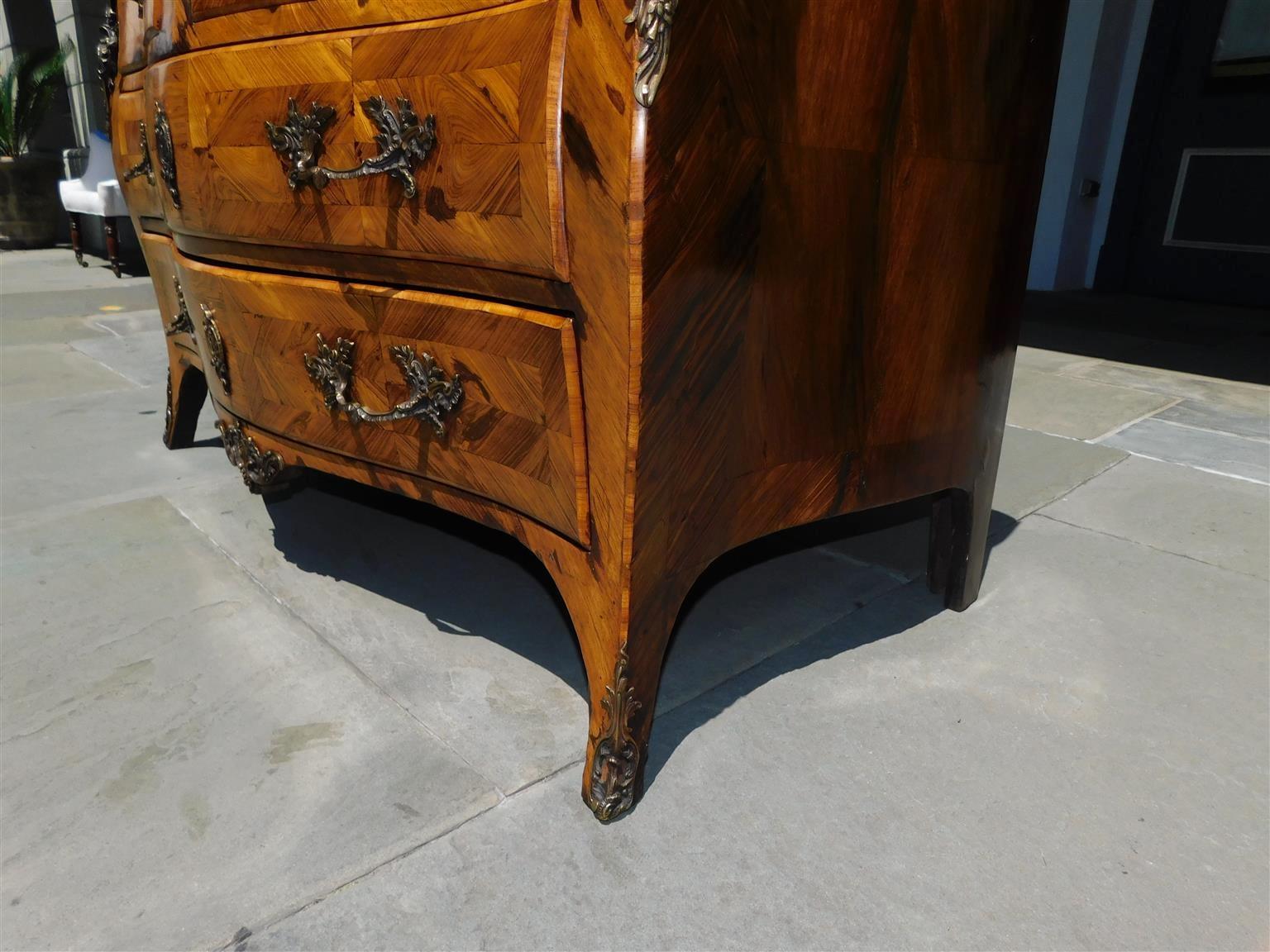 French Walnut Serpentine Ormolu & Marble Top Chest of Drawers , Circa 1760 For Sale 3