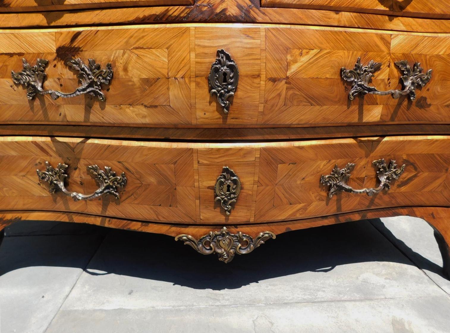 French Walnut Serpentine Ormolu & Marble Top Chest of Drawers , Circa 1760 For Sale 6