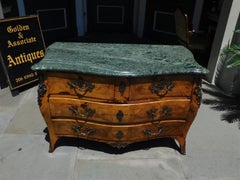 French Walnut Serpentine Ormolu & Marble Top Chest of Drawers , Circa 1760