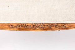 Antique Louis XV Style Walnut Settee in Ivory Linen