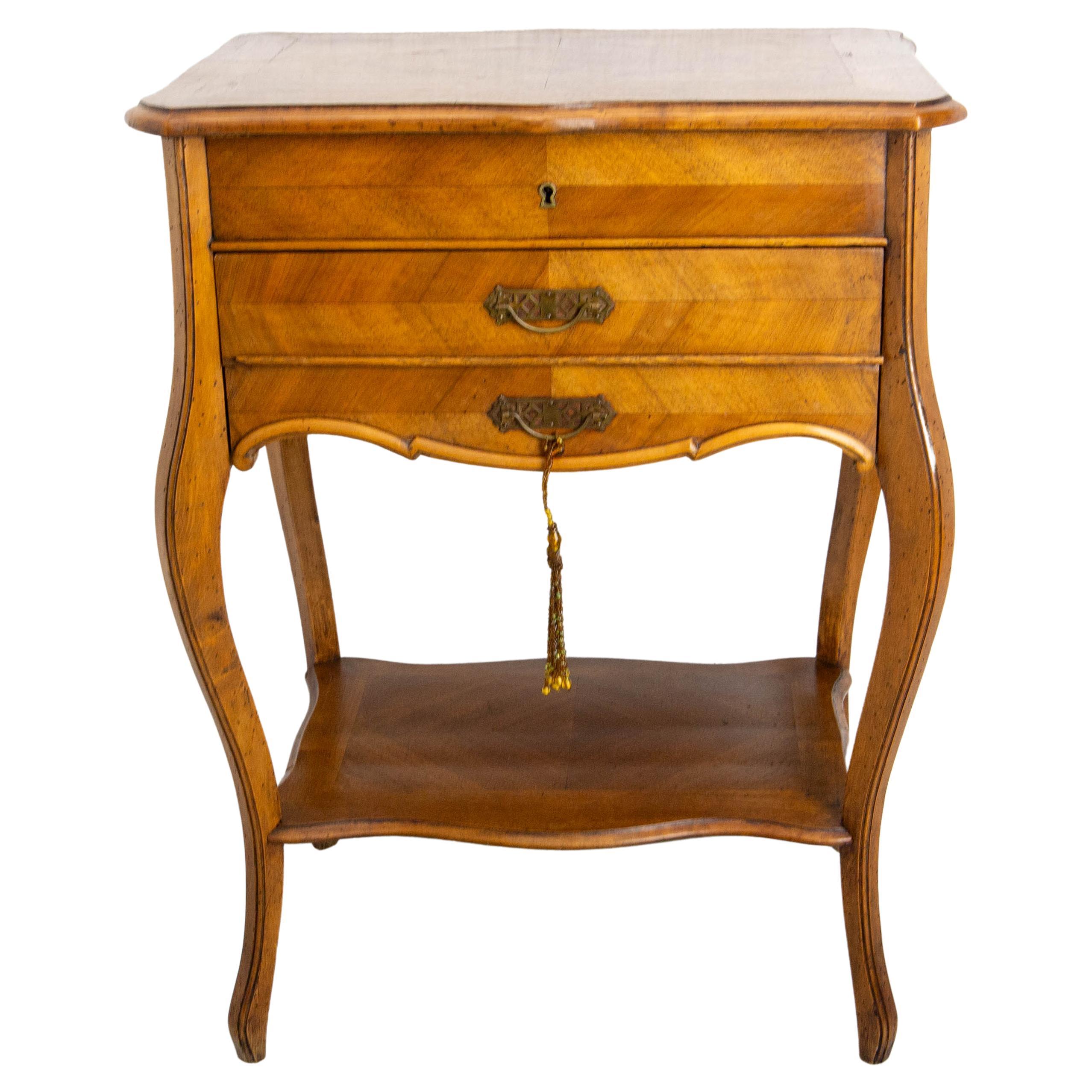 French Walnut Sewing Table in the Louis XV Style, circa 1900 For Sale