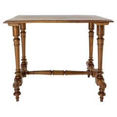 French Walnut Side Table or End Table Turned Legs, circa 1900