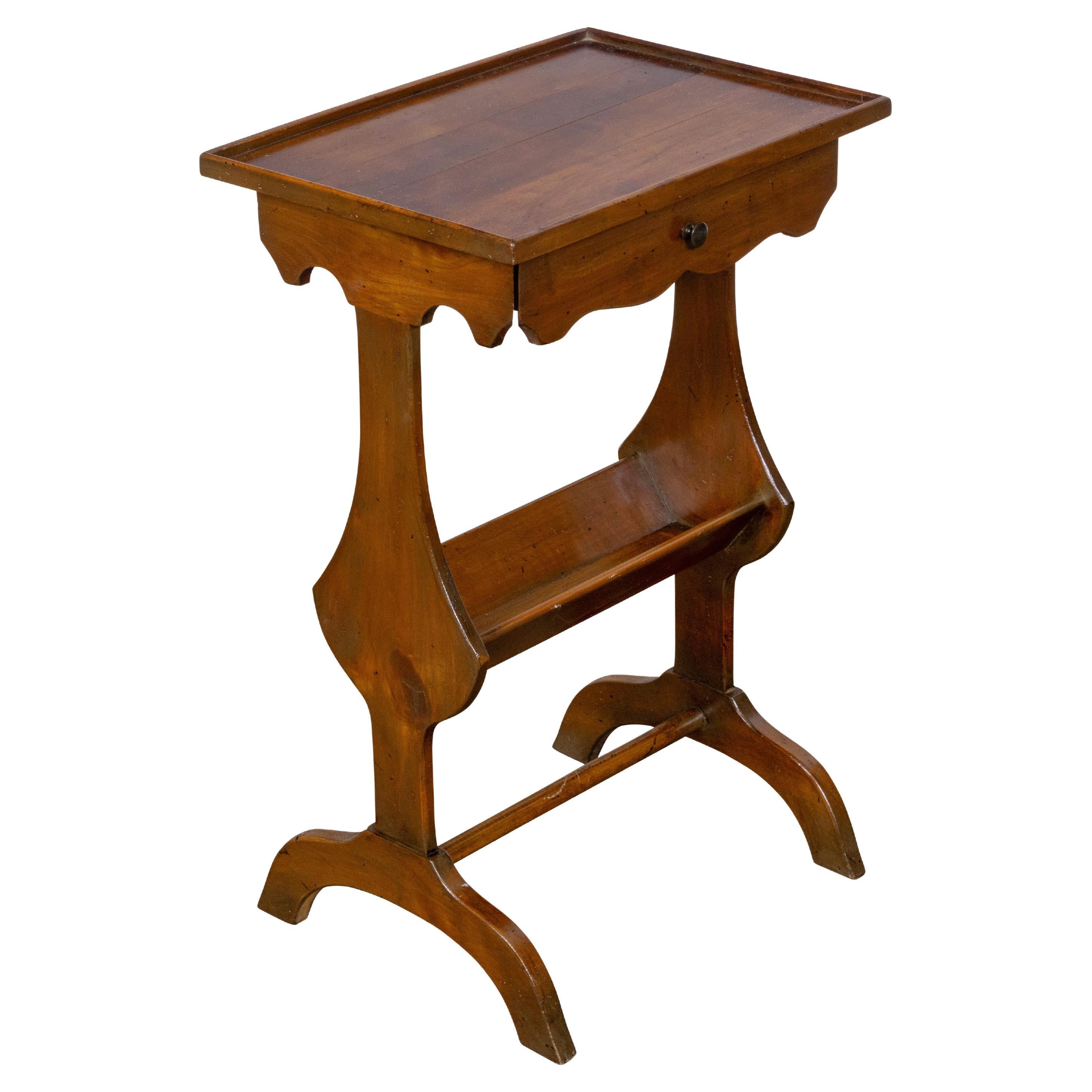 French Walnut Side Table or Work Table with Drawer, circa 1900