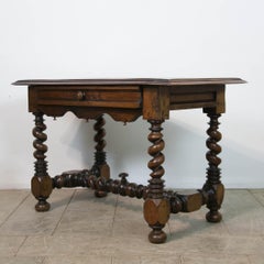 French, Walnut side table with barley twist legs
