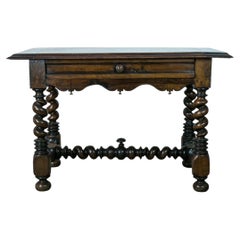 French, Walnut side table with barley twist legs