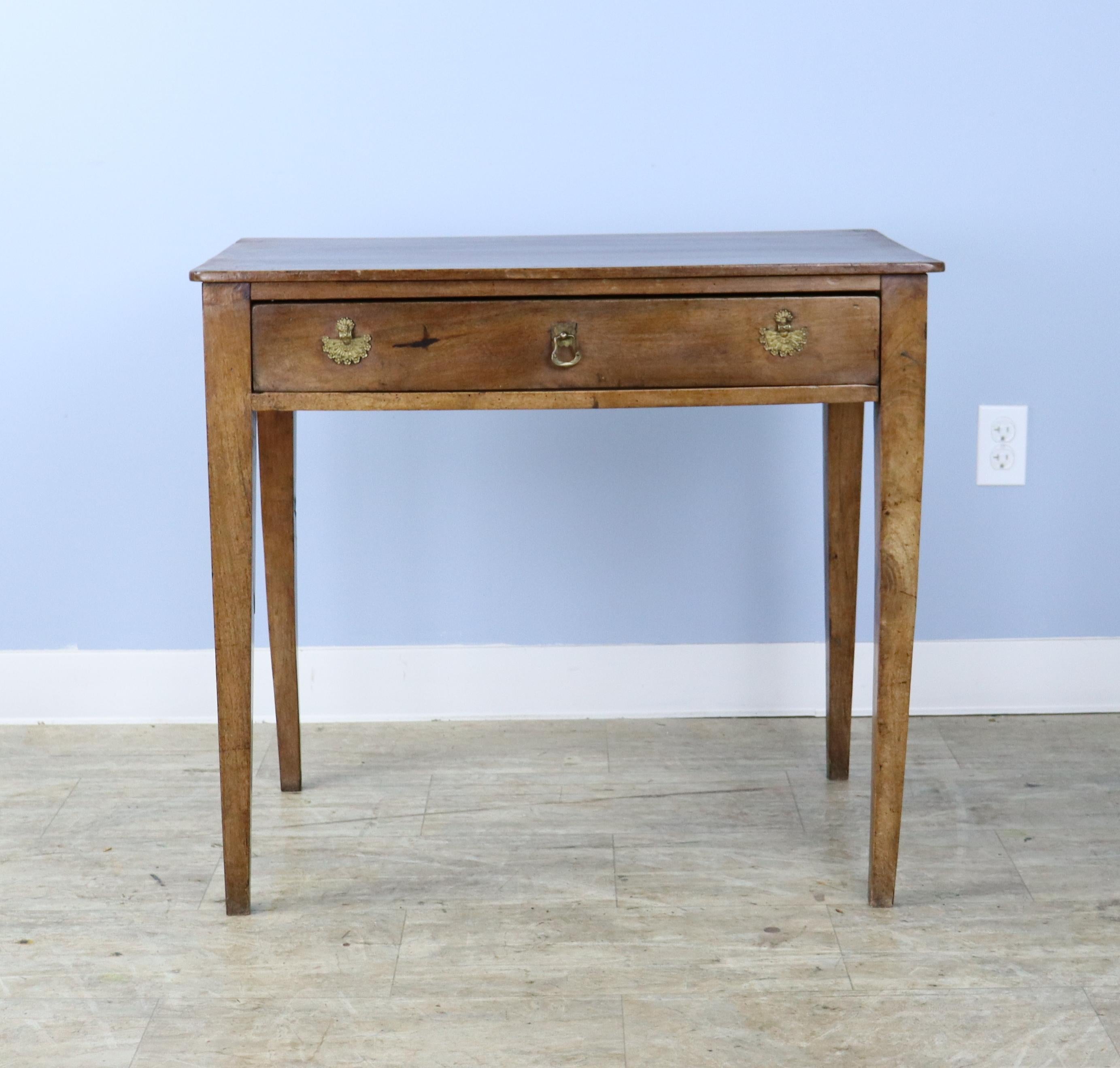 French Walnut Side Table with Decorative Escutcheons In Good Condition In Port Chester, NY